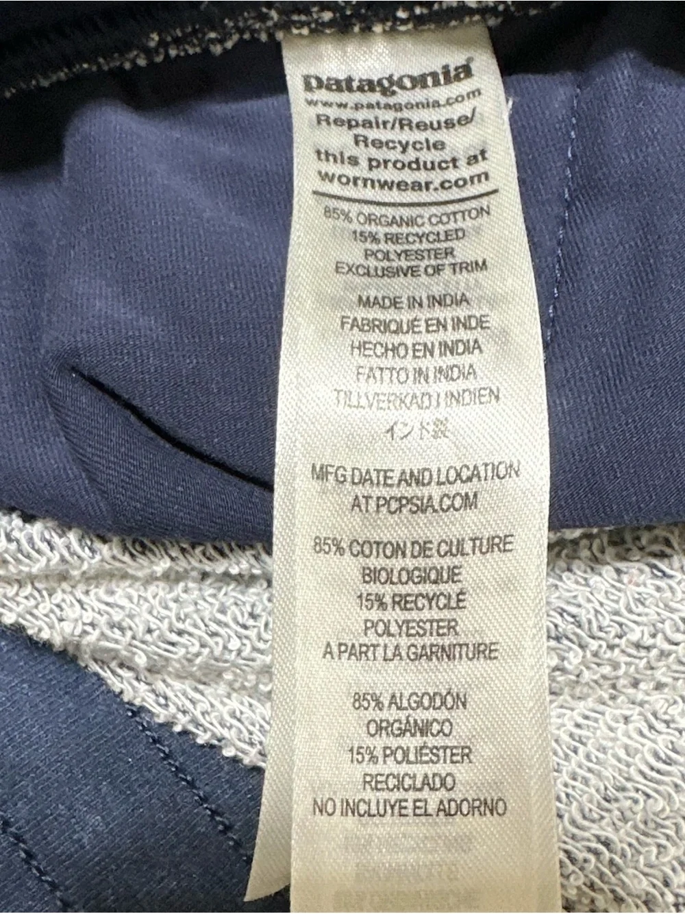 Patagonia Shorts Men's XL  Fleece Navy Blue Mahnya Organic Cotton 7”